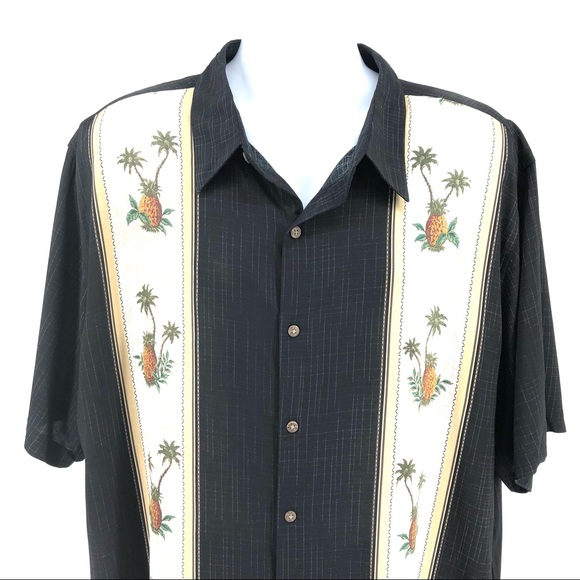 Batik Bay Black Palm Tree Button Down Shirt, XXL - Picture 2 of 6